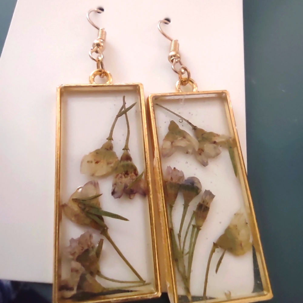 Handcrafted pressed wild flower earrings
